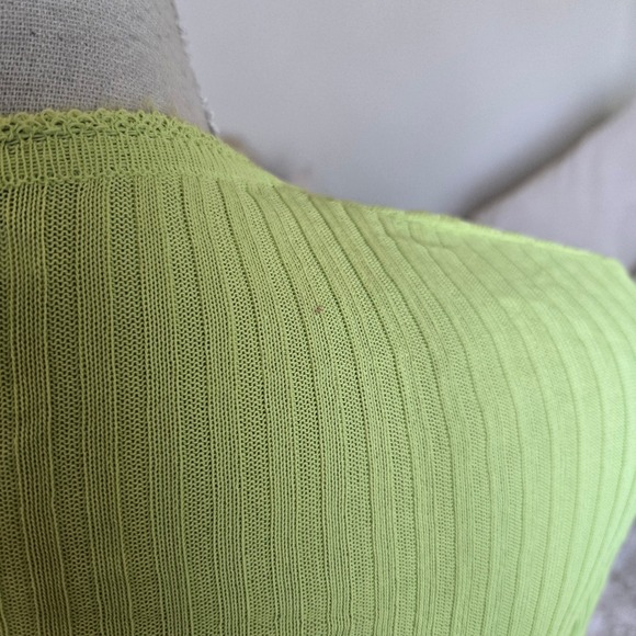 Philosophy Di Alberta Ferretti Sz 8 Ribbed Knit Yellow Stretch Cardigan Sweater - Picture 5 of 11